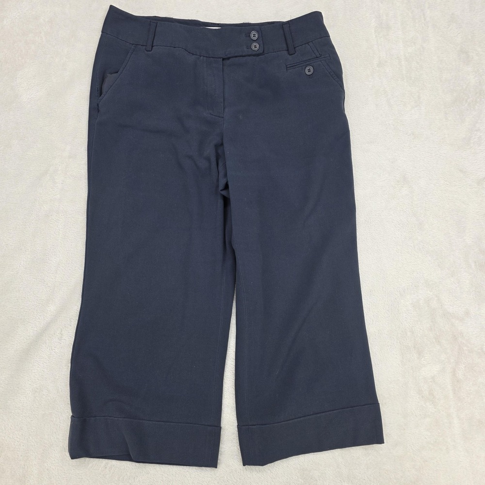 Worthington‎ Pants Womens 10P Navy Blue Capri Twill Cuffed Stretch Casual Career